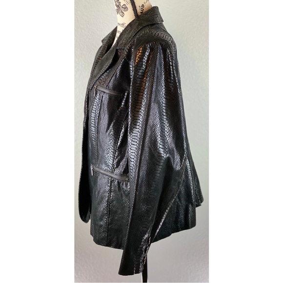 Bradley Bayou Leather Reptile Print Jacket, size Large - Picture 5 of 11